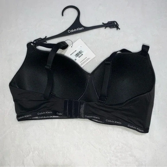 Calvin Klein Wirefree Bra Women Large Black NEW Lightly Lined Logo QP3301O-001 - Picture 5 of 10